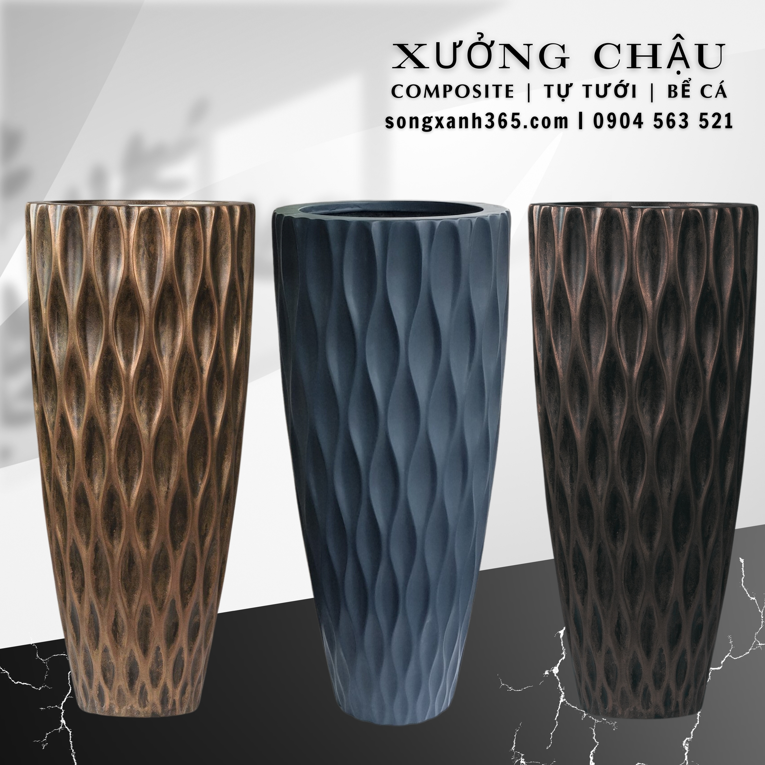 Chậu trồng cây composite cao cấp Diamond Decor