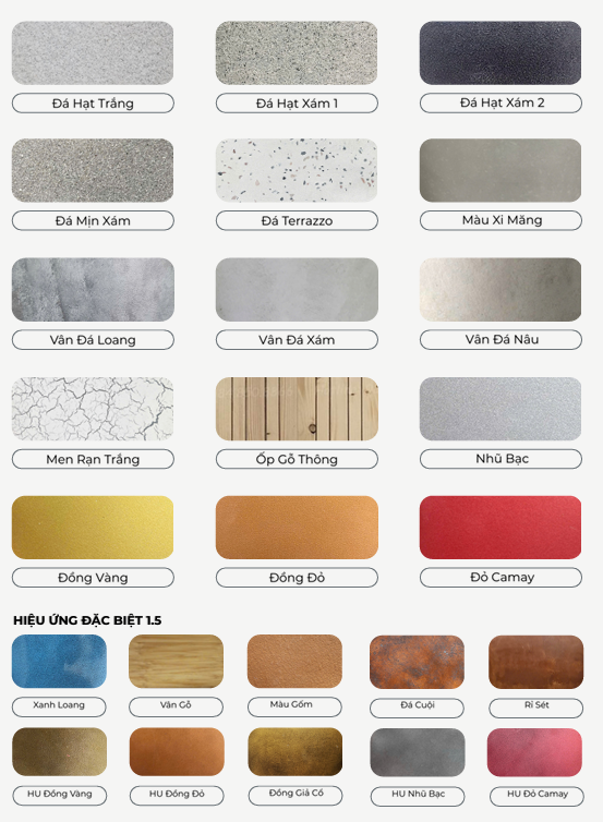 bảng màu hiệu ứng chậu composite Sống xanh 365